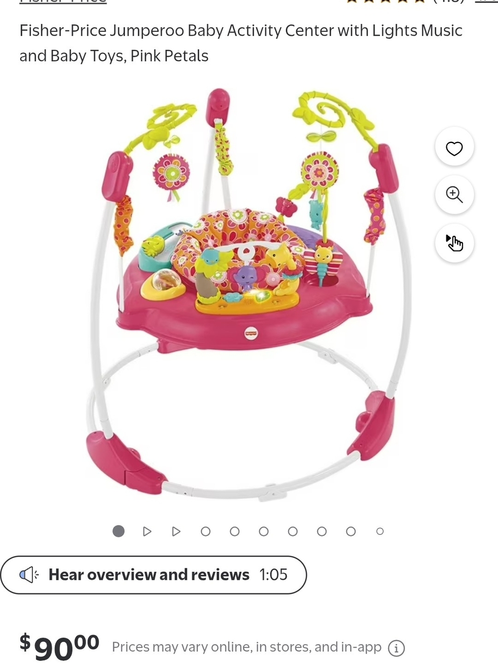 Fisher-Price Pink and Lime Baby Activity Jumper with Toys